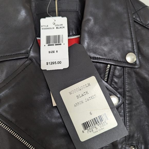 Rag & Bone Black Arrow Leather Jacket 1298.00 Retail Size 6 BRAND NEW WITH TAGS - Picture 5 of 11